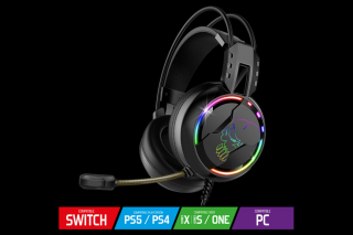 Spirit of Gamer PRO H7 RGB világítós gamer fejhallgató, MultiPlatform headset mikrofonnal (MIC-PH7)