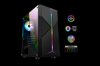 Spirit of Gamer Számítógépház - CLONE 3 Black (fekete, ablakos, 8x12cm ventilátor, alsó táp,  ATX, 1xUSB3.0, 2xUSB2.0)