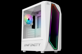 Spirit of Gamer Számítógépház - INFINITY White (fekete, ablakos, 8x12cm ventilátor, alsó táp,  ATX, 1xUSB3.0, 2xUSB2.0)