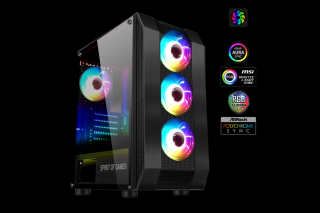 Spirit of Gamer Számítógépház - Rogue VI RGB (fekete, ablakos, 8x12cm ventilátor, alsó táp,  ATX, 1xUSB3.0, 2xUSB2.0)