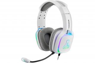The G-Lab Fejhallgató - KORP VANADIUM (mikrofon, USB, 3,5mm Jack, hangerőszabályzó, nagy-párnás, RGB, fehér)