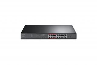 TP-Link Switch  PoE - TL-SL1218MP (16port 100Mbps;  16 at/PoE+ port; 2x Combo SFP; 192W, 250m extended mode)