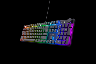 Trust Billentyűzet Gamer - GXT866 Torix (Mechanikus, Huano switch; RGB LED háttérvilágítás; USB; fekete; angol)