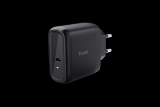 Trust Telefon töltő - Maxo (1port 65W USB-C; fekete; hálózati csatlakozó; telefon és notebook töltésére (5-20V))