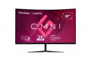 ViewSonic Monitor 31,5" - VX3218C-2K (VA, 16:9, 2K, 165Hz, 1ms, 250cd/m2, 2xHDMI, DP, VESA, SPK, ívelt, HDR10)