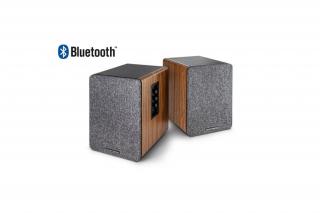 WaveMaster Hangszóró 2.0 - BASE (30W RMS, Bluetooth, RCA, Barna fa és szürke)