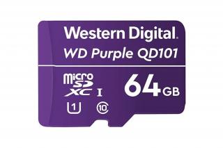 Western Digital MicroSD kártya - 64GB (microSDHC™, SDA 6.0, 24/7 működtetés, Purple)