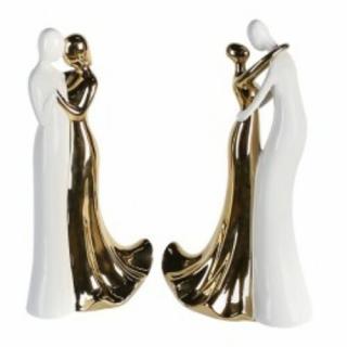 Kerámia szobor "Táncoló pár" arany és fehér