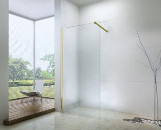 Arany keretes zuhanyfal 110x200cm átlátszó üveggel 8mm vastag