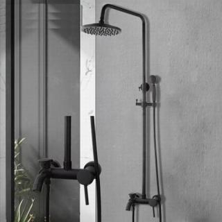 Dark fekete egykaros kádöltős zuhanyszett felső esőztetővel, kézitussal. Bamboo design.