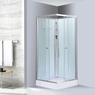Hátfalas zuhanykabin 80x80cm szögletes világos hátfallal 5 mm üveggel - SaniArt Velence