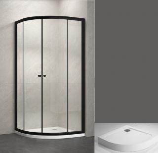 Royal standard Black 90x90 íves Fekete keretes zuhanykabin DALMA Prémium zuhanytálcával,  6mm-es nano átlátszó vízlepergető üveggel