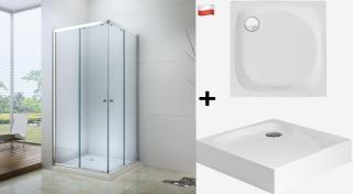 Royal trend 80x80-es szögletes zuhanykabin 6mm-es nano Átlátszó vízlepergető üveggel Laura prémium zuhanytálcával
