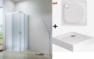 Royal trend 90x90-es szögletes zuhanykabin 6mm-es nano Matt vízlepergető üveggel Laura prémium zuhanytálcával