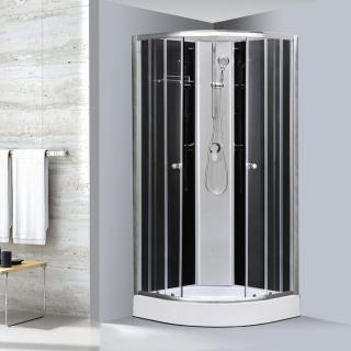 SaniArt Dallas Hátfalas zuhanykabin 80x80cm íves Fekete hátfallal 5 mm üveggel