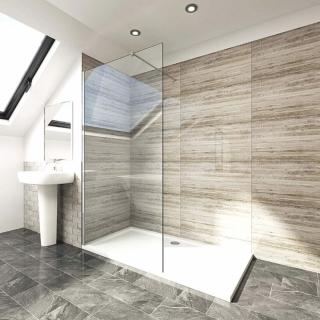 SaniArt ECO Átlátszó üveges walk-in zuhanyfal 110cm x 200cm , biztonsági üveg 8mm vastag