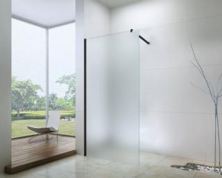 walk-in zuhanyfal 100-as 8mm-es nano vízlepergető matt  üveggel fekete kerettel kitámasztó karral