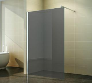 walk-in zuhanyfal 100x200cm 8mm-es nano vízlepergető füst üveggel kitámasztó karral