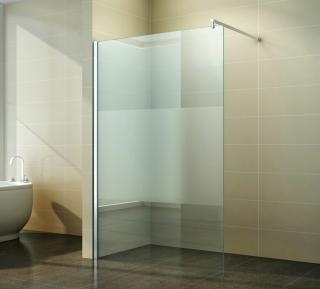 walk-in zuhanyfal 120x200cm 8mm-es nano vízlepergető középen matt üveggel kitámasztó karral
