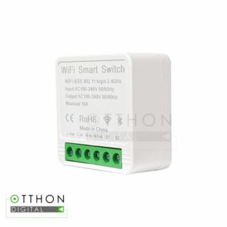 SmartWise Mini BT (WiFi + Bluetooth) okosrelé (16A), vezetékes kapcsolóbemenettel, Bluetooth vezetéknélküli távirányíthatósággal