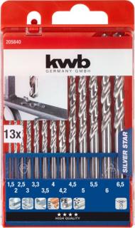 KWB Star HSS spirál fúrókészlet,  1.5-6.5mm+3.3, 4.2mm, 13 részes