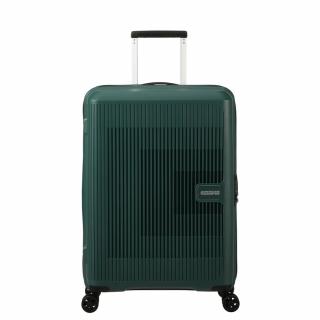 American Tourister AeroStep Spinner 4-kerekes keményfedeles bővíthető bőrönd 67 x 46 x 26/29 cm, sötétzöld