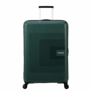 American Tourister AeroStep Spinner 4-kerekes keményfedeles bővíthető bőrönd 77 x 50 x 29/32 cm, sötétzöld