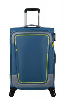 American Tourister Pulsonic Spinner 4-kerekes bővíthető bőrönd 68 x 44 x 27/30 cm, kék