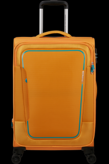 American Tourister Pulsonic Spinner 4-kerekes bővíthető bőrönd 68 x 44 x 27/30 cm, napsárga