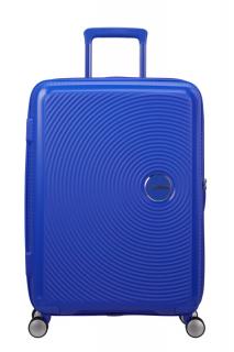 American Tourister Soundbox 4-kerekes keményfedeles bővíthető bőrönd 67 x 46.5 x 29/32 cm, kék