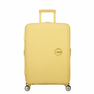 American Tourister Soundbox 4-kerekes keményfedeles bővíthető bőrönd 67 x 46.5 x 29/32 cm, pasztell sárga
