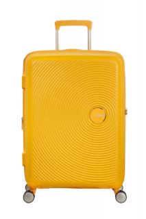 American Tourister Soundbox 4-kerekes keményfedeles bővíthető bőrönd 67 x 46.5 x 29/32 cm, sárga