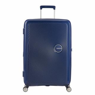 American Tourister Soundbox 4-kerekes keményfedeles bővíthető bőrönd 67 x 46.5 x 29/32 cm, sötétkék