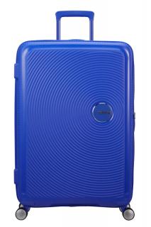 American Tourister Soundbox 4-kerekes keményfedeles bővíthető bőrönd 77 x 51.5 x 29.5/32.5 cm, kék