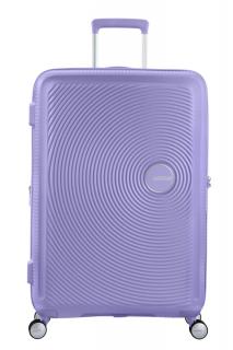 American Tourister Soundbox 4-kerekes keményfedeles bővíthető bőrönd 77 x 51.5 x 29.5/32.5 cm, lila