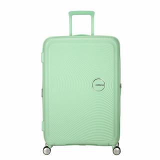 American Tourister Soundbox 4-kerekes keményfedeles bővíthető bőrönd 77 x 51.5 x 29.5/32.5 cm, pasztell zöld
