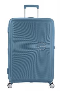 American Tourister Soundbox 4-kerekes keményfedeles bővíthető bőrönd 77 x 51.5 x 29.5/32.5 cm, szürkés kék