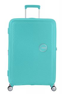 American Tourister Soundbox 4-kerekes keményfedeles bővíthető bőrönd 77 x 51.5 x 29.5/32.5 cm, világos türkiz