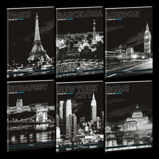 Ars Una Cities by night A/4 extra kapcsos füzet-négyzethálós