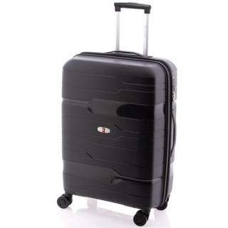 Gladiator BOXING 4-kerekes keményfedeles bővíthető bőrönd 67x46x27/31cm, fekete