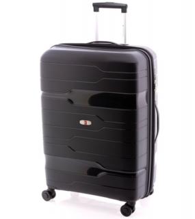 Gladiator BOXING 4-kerekes keményfedeles bővíthető bőrönd 77x53x29/32cm, fekete