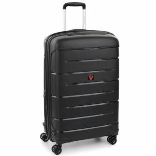 Roncato FLIGHT DLX 4-kerekes keményfedeles bővíthető bőrönd 71x47x26/29cm, fekete
