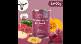 Kecskehús párolt menü érzékeny emésztésű kutyáknak - bio cékla, bio sütőtök 6 x 400 g, Herrmanns