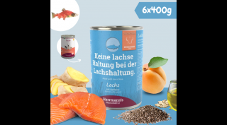 Lazac párolt menü kutyáknak - bio sárgabarack, bio chia mag 6 x 400 g, Herrmanns