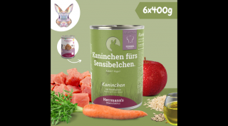 Nyúlhús párolt menü kutyáknak - bio sárgarépa, bio alma 6 x 400 g, Herrmanns