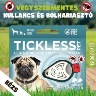 Vegyszermentes ultrahangos kullancs- és bolhariasztó medál kutyáknak és macskáknak, TICKLESS - bézs