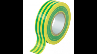 Szigetelőszalag, FTM, sárga-zöld, 19 mm/20 m