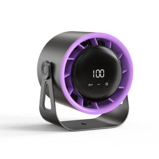 Asztali ventilátor, falra szerelhető, USB újratölthető, 100 fokozatú (sötétszürke)
