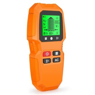 Digitális detektor, rejtett fém és fa tárgyak, feszültség alatti vezeték keresésére, LCD kijelzővel (HW-QB6) narancs