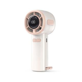 Hordozható kézi ventilátor, USB újratölthető, digitális kijelzős, 100 sebességes (fehér)